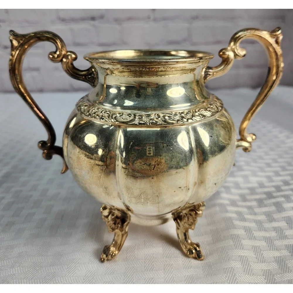 Vintage Sheridan Silver On Copper Sugar Bowl By The Sheridan Silver Company 1946